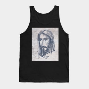 Jesus Christ Face ink digital illustration Tank Top